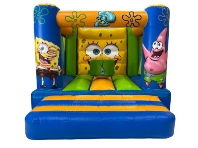 Alquiler de Castillo hinchable Multi Bob Esponja en Málaga. Medidas: 3 x 4 m. Ref.: 15 Imagen de Castillo hinchable Multi Bob Esponja