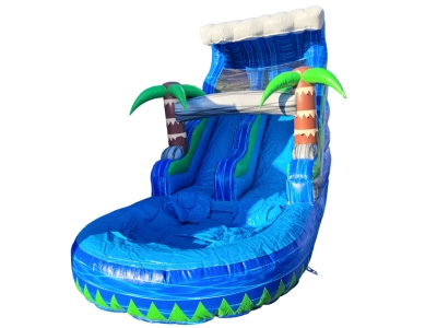 Inflatable slide with pool